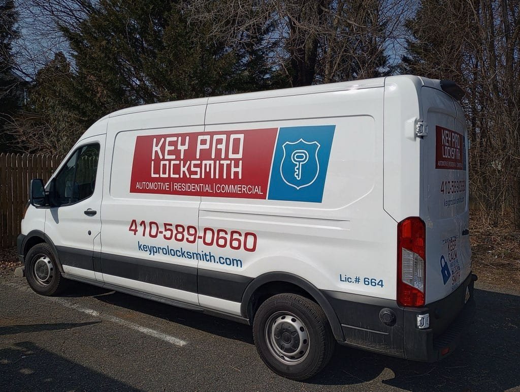 Key Pro Locksmith service van on location in the Baltimore area